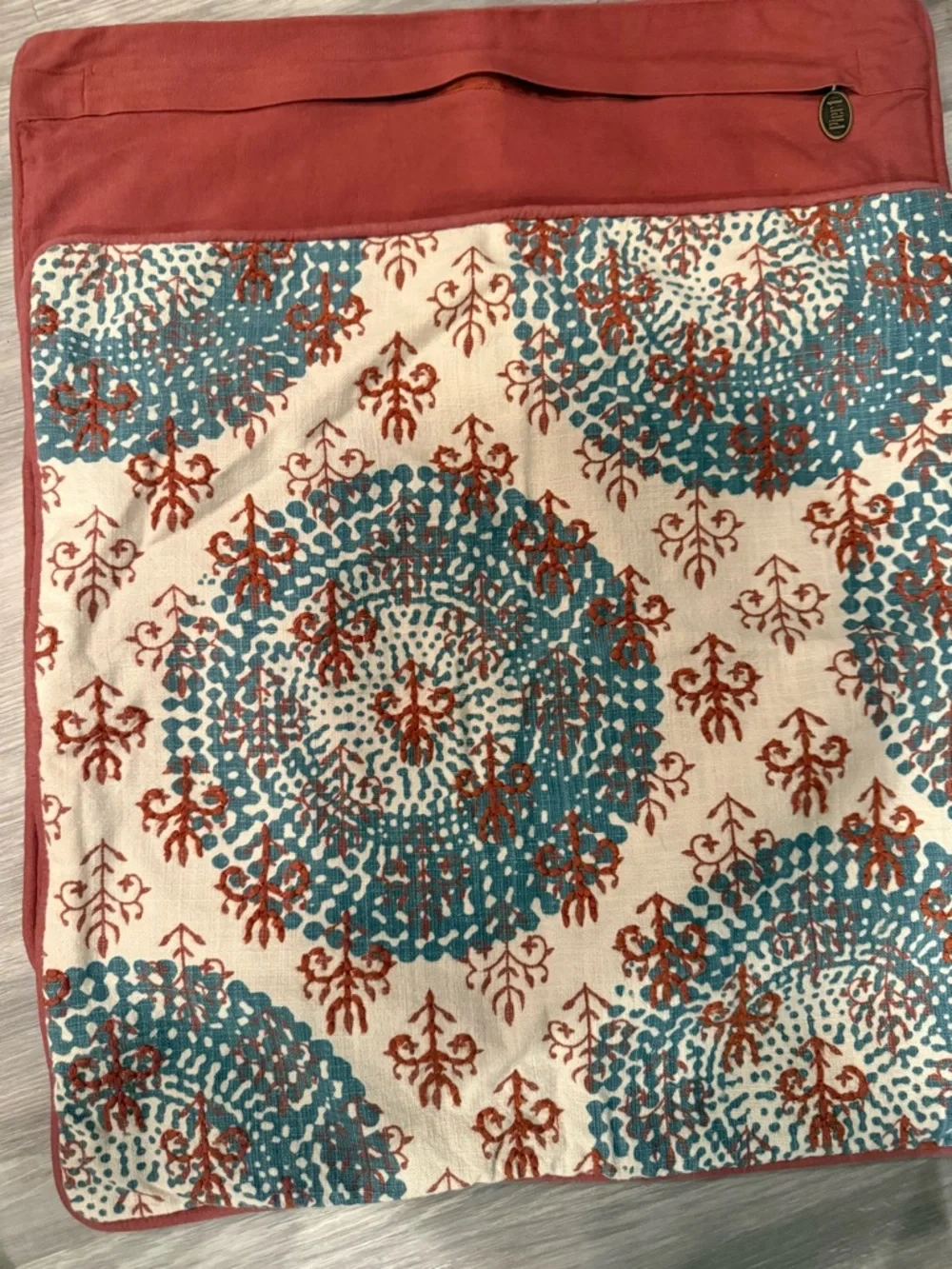 Pier 1 Blue and Rust Floral Embroidered Accent Pillow Cover‎ Set of 2